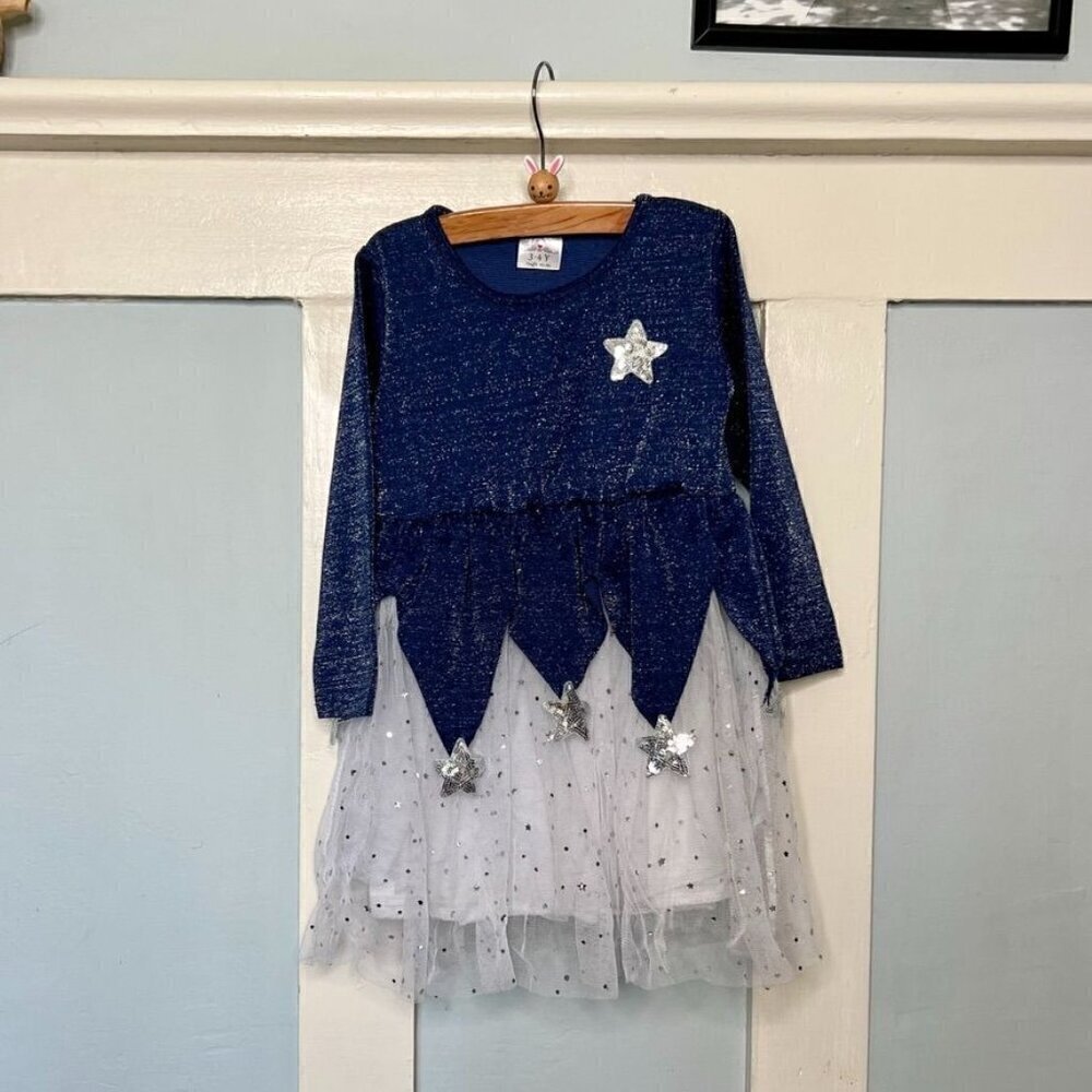 Vikita Glittery Star Sequined Appliquéd Dress